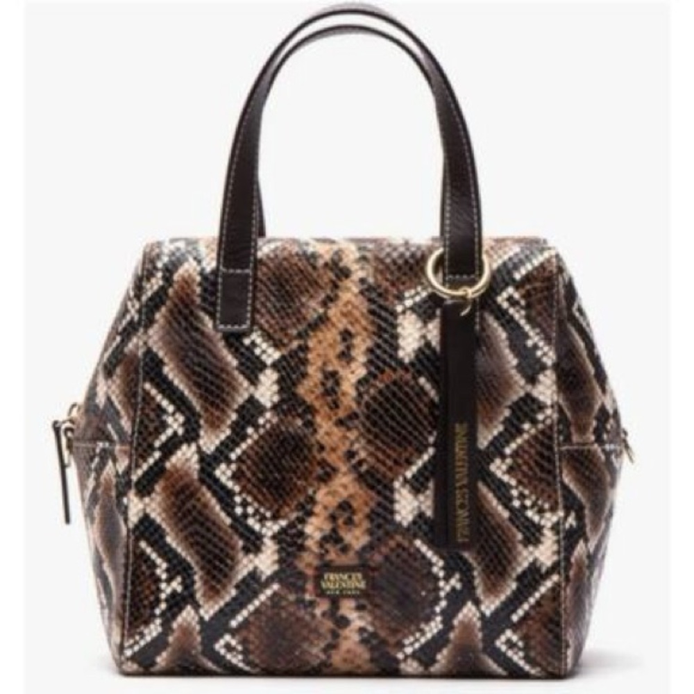 Frances Valentine Brown Python-Print Satchel - image 1